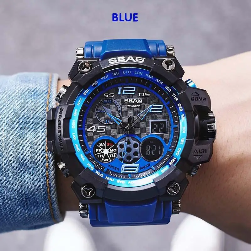 

Camouflage Sports Multi-functional Fashion Waterproof Men's Electronic Double Display Watch Outdoor Students Military Watch C1