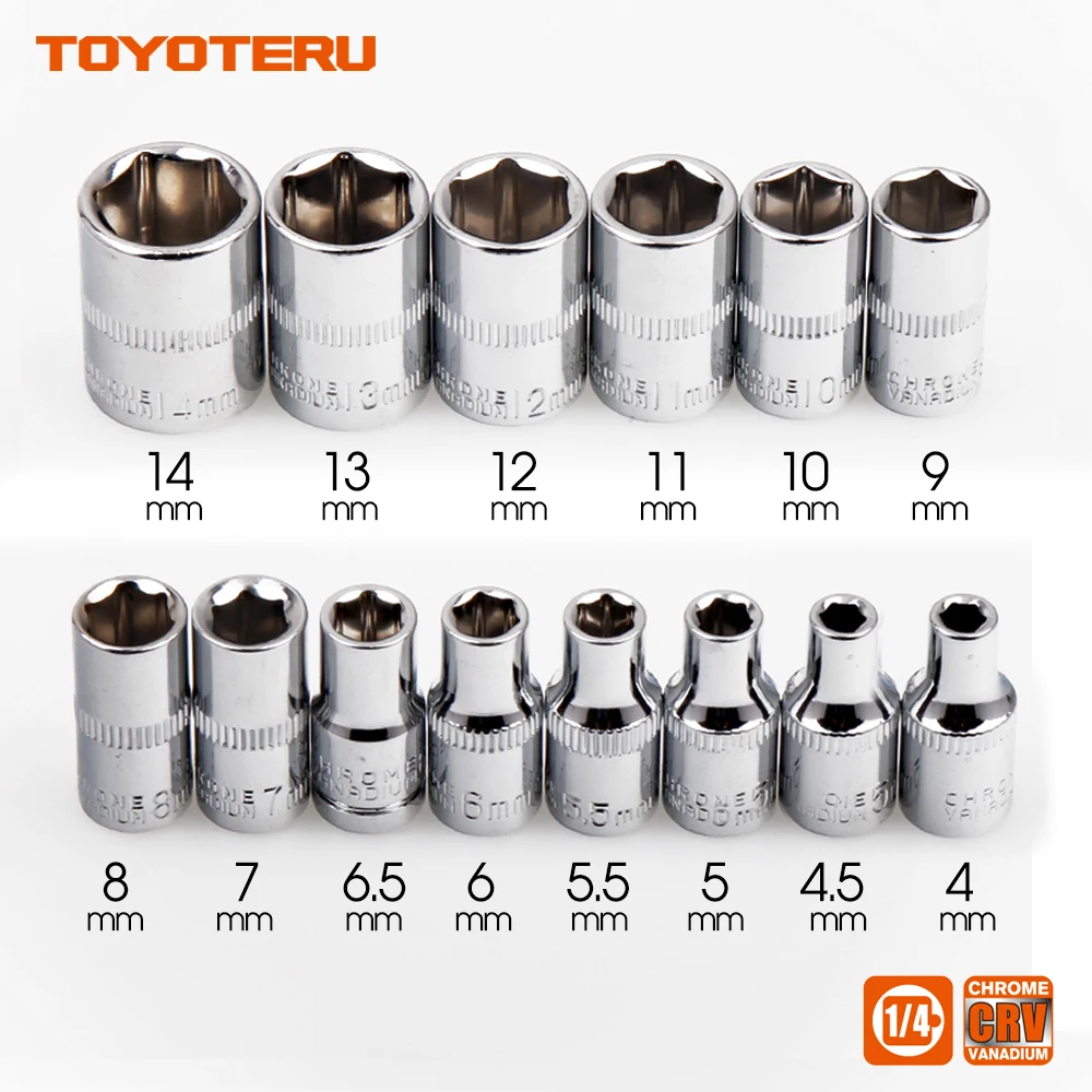 14 шт., 1/4 дюйма, Набор торцевых головок, набор ручных инструментов, в гнездо, раздвижные рельсы, метрические, cr-v, 4 мм-14 мм