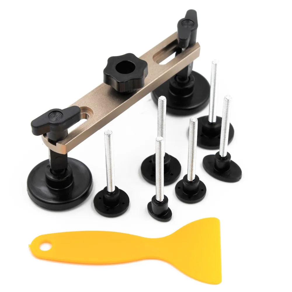 

PDR Car Body Paintless Dent Repair Tool Kit Hail Concave Removal Pulling Lifer Metal Bridge With 6 Taps And Glue Scraper