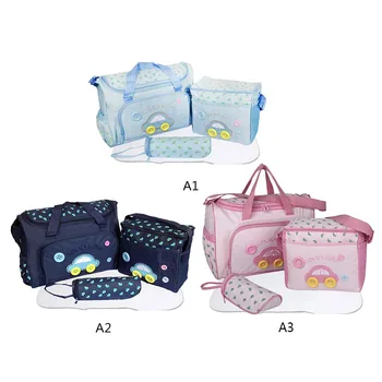 

4PCS/Set Mother Print Bag Baby Diaper Bags Sets Multifunctional Baby Nursing Nappy Bag For Mom Organizer