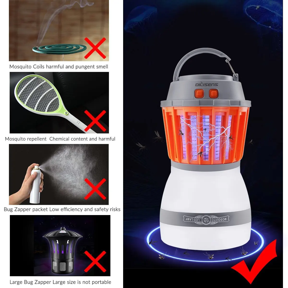 2018 Newest Version Waterproof Compact Bug Zapper LED Lantern Light