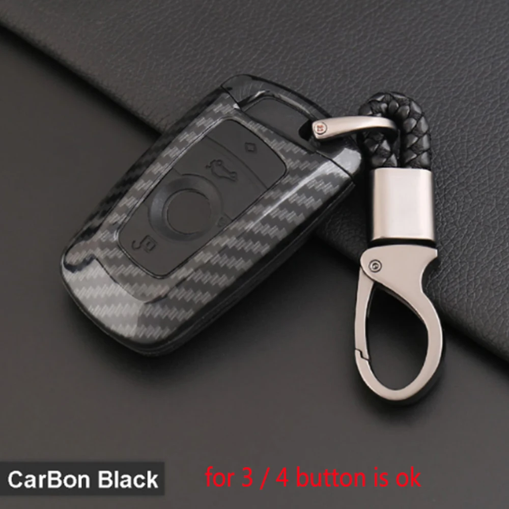 

for BMW BMW 1 / 2 / 3 / 4 5 series X1 X3 X5 X6 Z4 With Ring Carbon Fiber Look ABS Remote Car Case Key Cover Holder Skin Shell