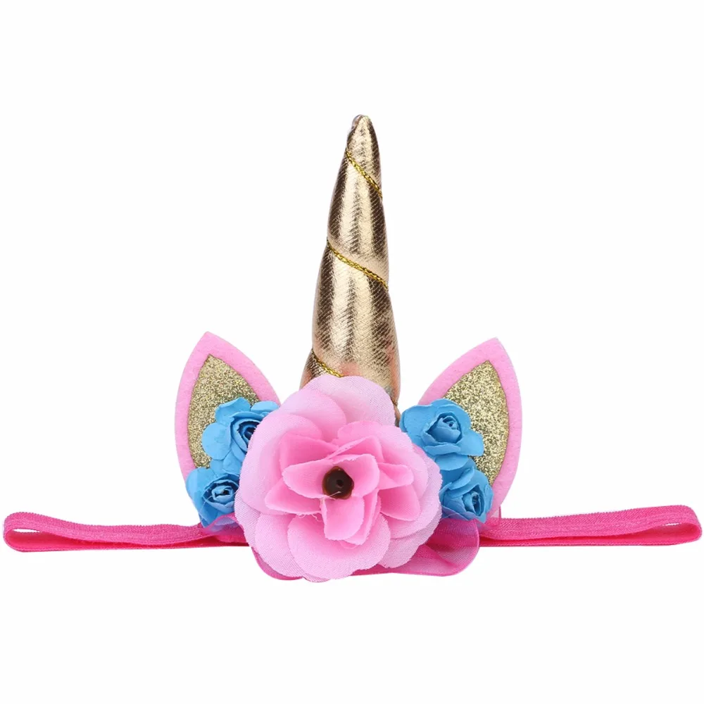 

Gold Magical Unicorn Cartoon Head Party Hair Headband Bebe;Hair Accessories Children Baby Girl Kids Gift Cosplay headwear Props