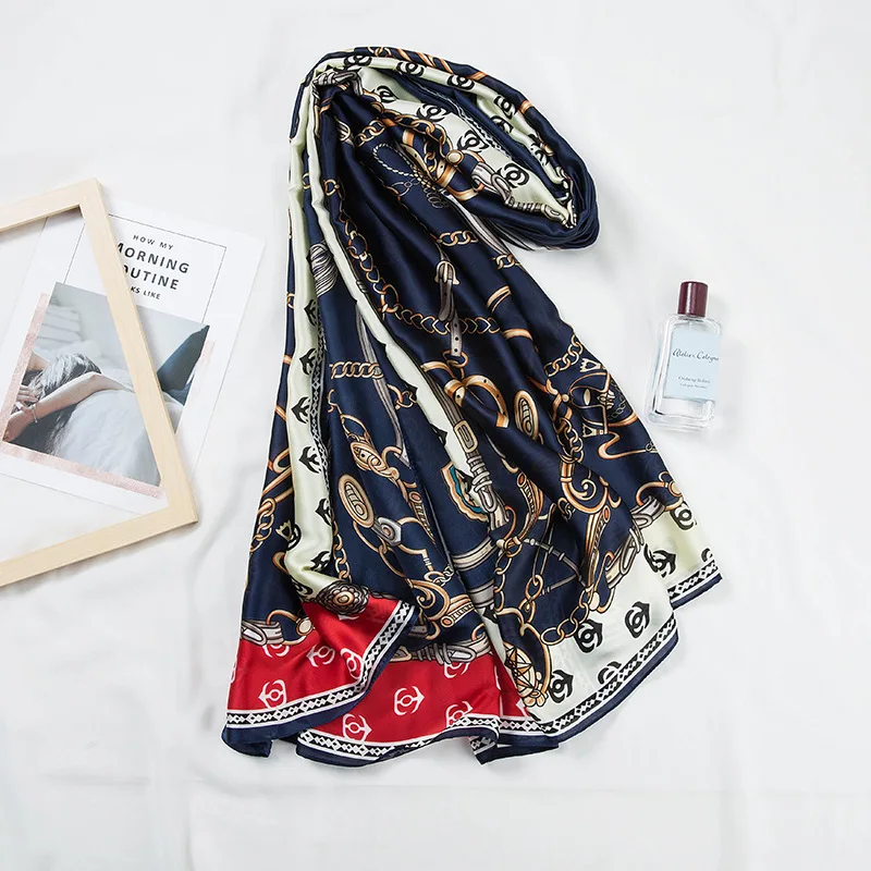 Fashion Beach Shawls Scavesf For Women Printed Silk Neck Scarfs Female 180*90cm Long Stole Neckerchief Scarves For Ladies