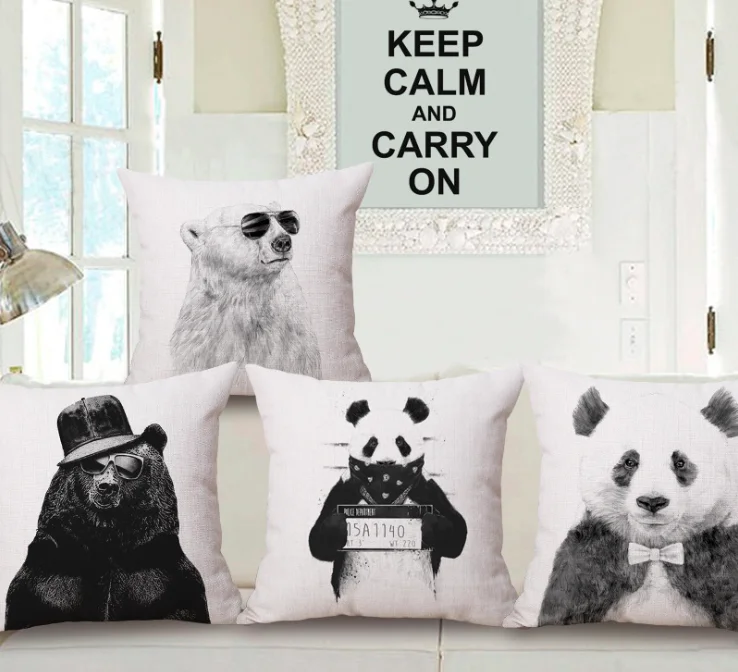 

Cartoon Mr Bear and Panda Neck Body Pillowcase Linen Bed Pillows Cover Couch Seat Cushion Pillow Home Decoration Gift