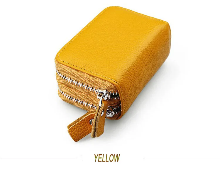 DOLOVE дизайнерский бренд Модный женский держатель для карт двойная молния натуральная кожа кошелек чехол для кредитных карт сумка D-7391 - Цвет: Цвет: желтый