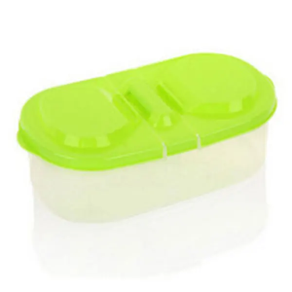 Пластик ящик для хранения фруктов 2 решетки герметичный контейнер для крупы Кухня сортировки контейнер для еды, судок JS21 - Цвет: Зеленый