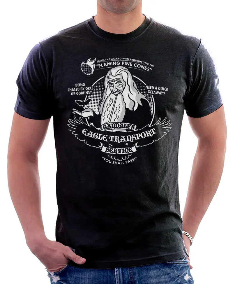 

Lotr Gandalf Inspired Fireworks Express Eagle Black T-Shirt Stranger Things Design 2019 New Cool Short Sleeve Men Casual T Shirt