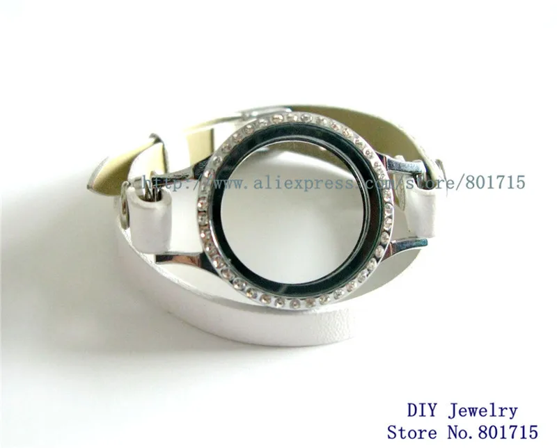 

Bling copy stainless steel Locket with Heirloom Face with Leather Wrap Locket Bracelet 10pcs MagneticWrap Bracelet