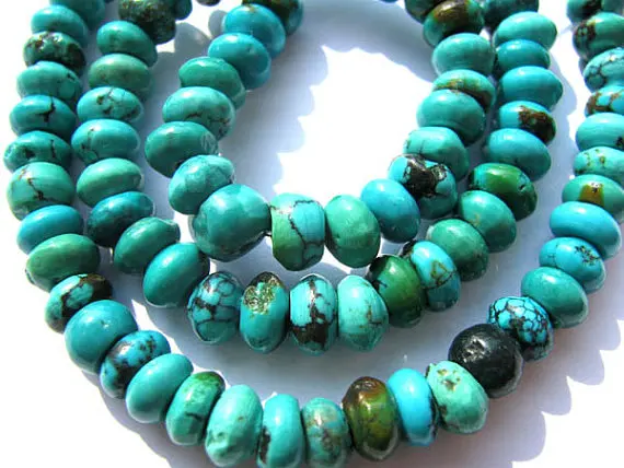 

high quality genuine turquoise beads rondelle abacus green blue tibetant jewelry beads 4x6mm--2strands 16inch/L