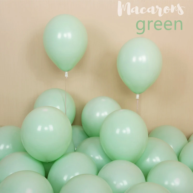 100pcs 10inch Latex Macaroon Balloon Baby Birthday Wedding Balloons Valentine's Day Party Decoration Air Ball Arch baloons Decor-green