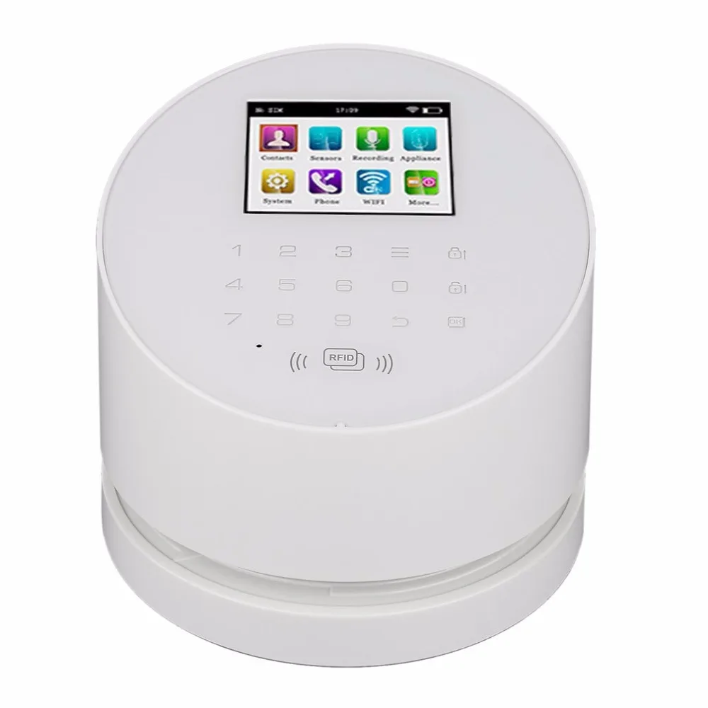 

Secrui KR-W2 Wifi/GSM/PSTN TFT Color Display Three-in-one RFID Alarm System Set With PIR & Door Detector & Remote Control