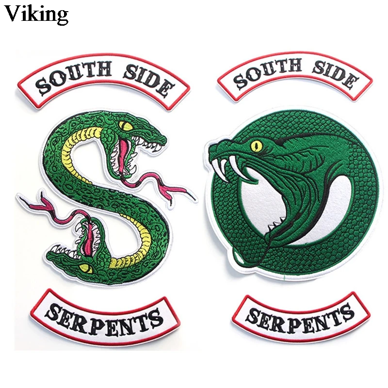 

RIVERDALE Southside Serpents Patch Green snake Patch Iron On Patches Kids DIY Cool Sewing Embroidered Patches For Clothing G0082