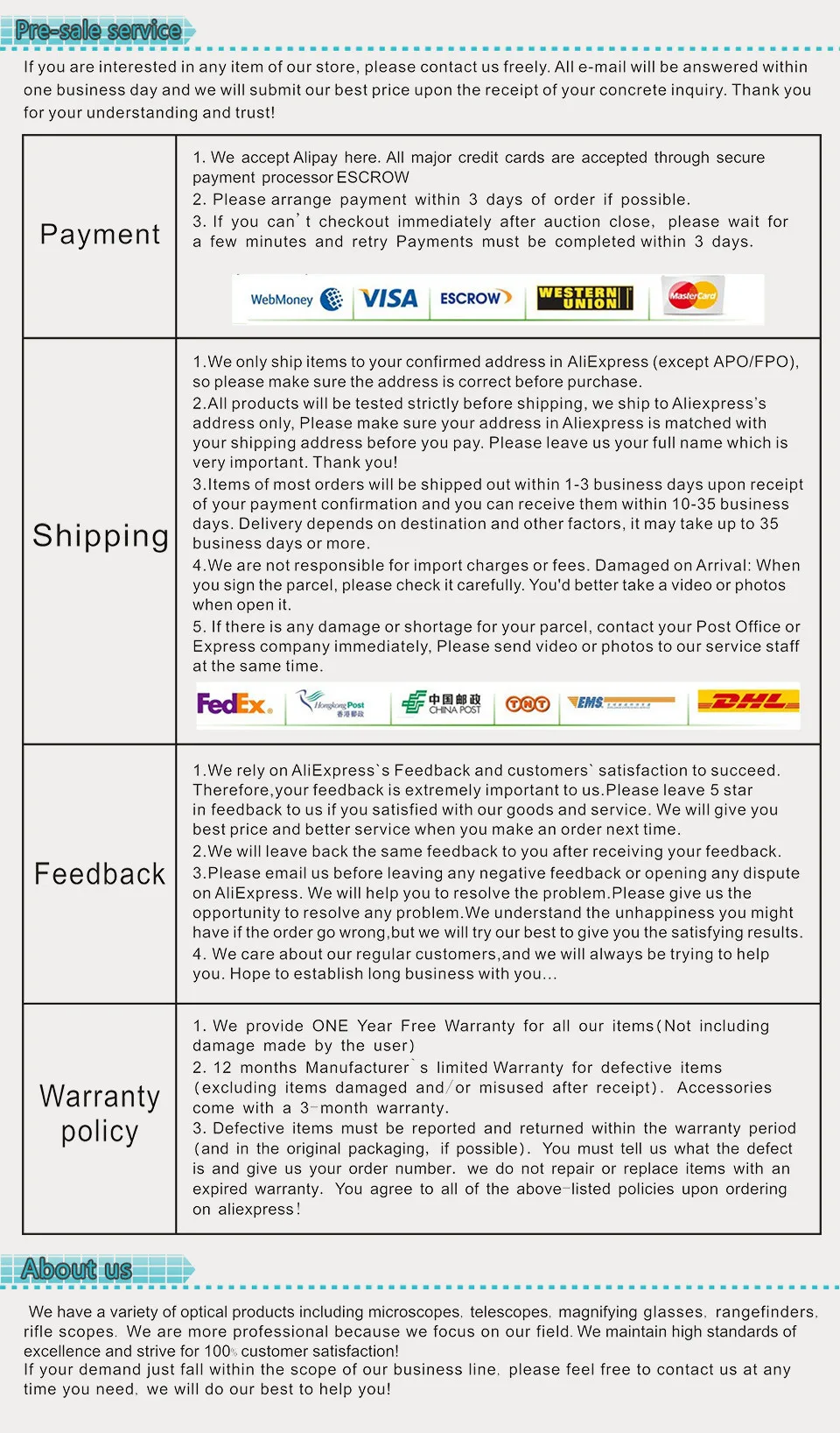 Pre-sale   service-About us