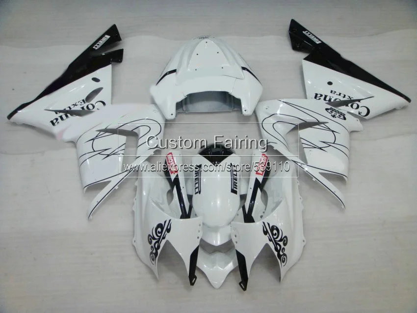 Белые мотоциклетные детали для Kawasaki ZX10R zx - 10r Ninja 2004 2005 / 05 04 черная линия