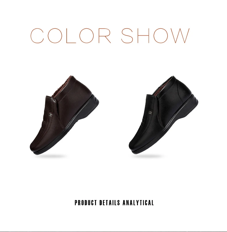 Brand Men's Boots Warm Fur Leather Ankle Shoes British Style Father Gift Winter Black Brown Casual Waterproof  Shoe (4)