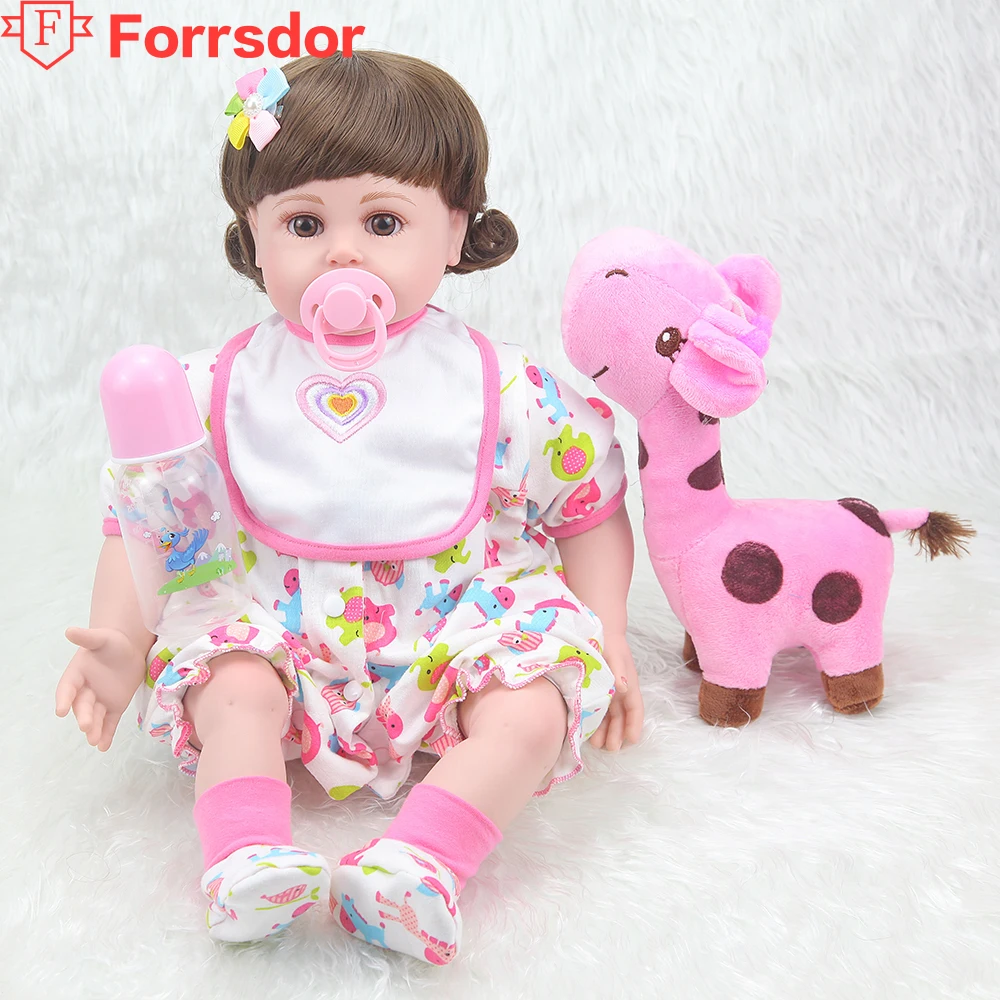 

forrsdor 50cm Hot-selling fashion curls lifelike soft silicone bebe reborn corpo de silicone inteiro realista, christmas gifts.