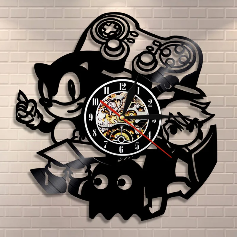 

2019 Clock Wall Klok Relogios De Parede Large Wall Clock Saat Free Shipping Free Music Vinyl Retro Nostalgia Sonic The Hedgehog