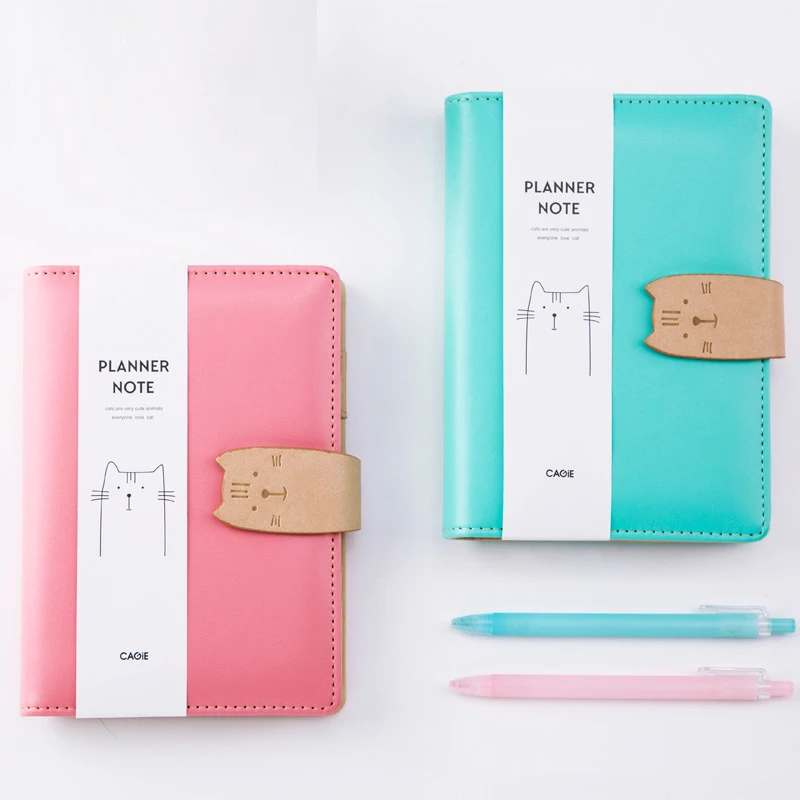 

A6 A7 Bullet Journal Notebook Cat Kawaii Spiral Leather Mini Pocket Notebook Planner Journal Note for School Office D40