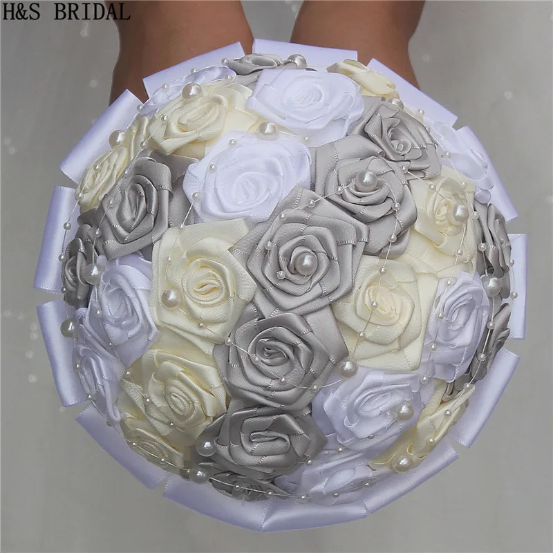 H & S свадебные Сатиновые розы/украшение на свадьбу buquet de mariage свадебные цветы Свадебные букеты свадебные аксессуары