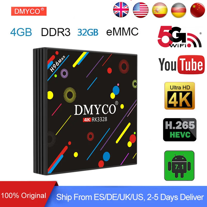 

android box android 7.1 OS Rockchip RK3328 Quad-core 4G RAM 32G FLASH Suppot USB3.0 H.265 BT 4K 5G Dual WiFi h96 max Set-top box