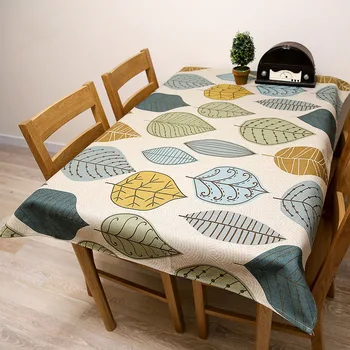 

Small Fresh Leaves Thick Cotton and Linen Cloth Tablecloth 5