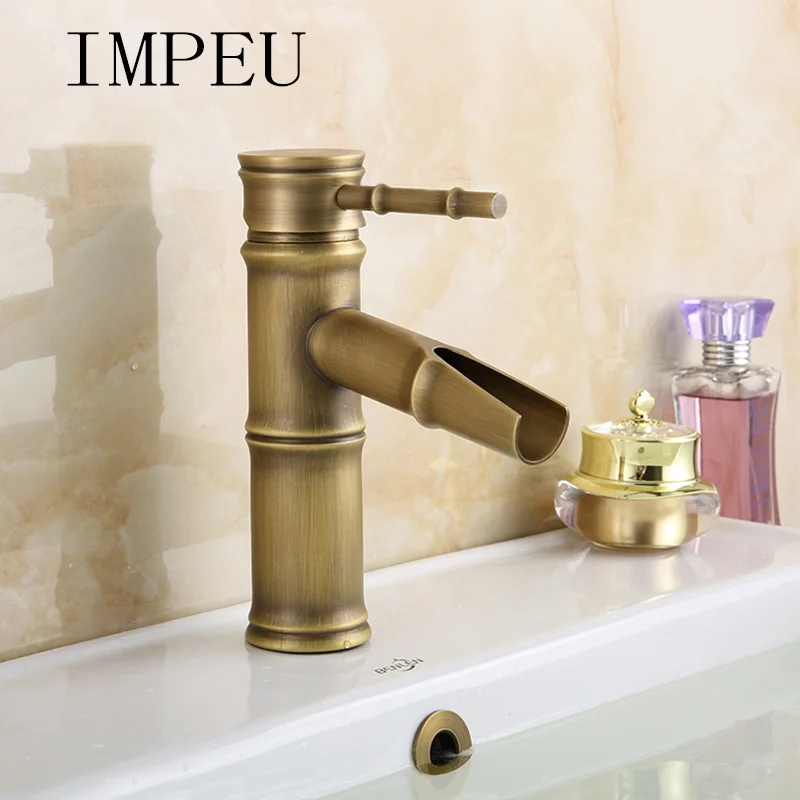 Impeu Waterfall Antique Brass Finish Commercial Bathroom Vessel