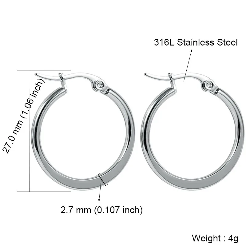 Круглые серьги из нержавеющей стали 316L для женщин, серебряный/золотой цвет, очаровательные обручи, серьги, модные украшения, ручной работы, свадебный подарок - Окраска металла: 1352 Silver