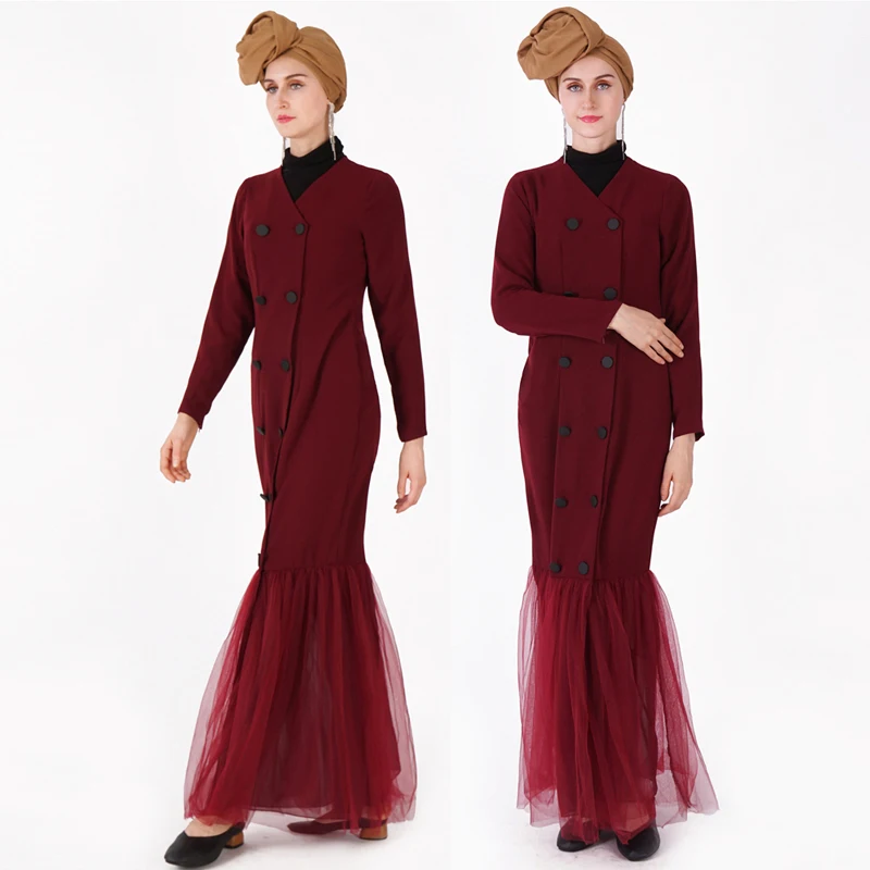 Красный абайя Турция Дубайский Мусульманский платье хиджаб Caftan кимоно Рамадан