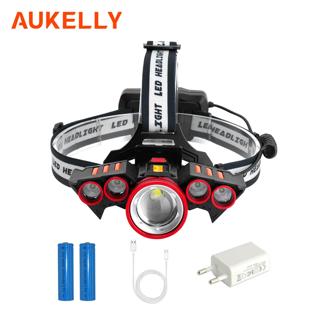 

10000LM Induction Headlamp XM-L T6 +4*Q5 LED Headlight 4 Modes Motion Sensor Zoomable Head Lamp 18650 Rechargeable For Fishing