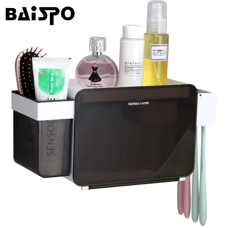 

BAISPO Multifunctional Bathroom Accessory Set Box Toothpaste Toothbrush Holder Set Toothbrush Wall Mount Stand Bathroom Tools