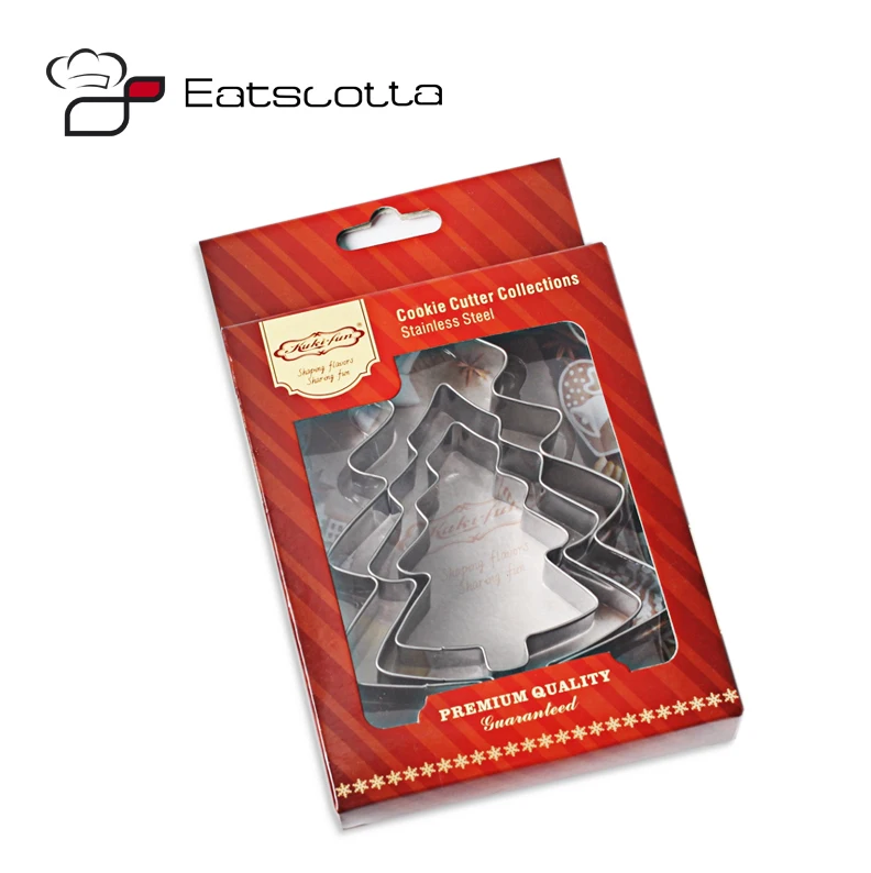 3pcs/set christmas tree cookie cutter decoration stainless steel cookie fondant cake mould baking tool