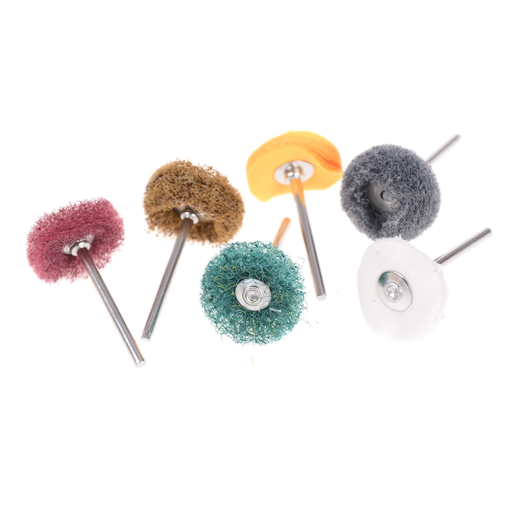 5pcs Buffing Pad Brush 3mm Shank Nylon Grinding Head Abrasive Wheel Brush For Dremel Accessories Buffing Polishing Rotary Tool