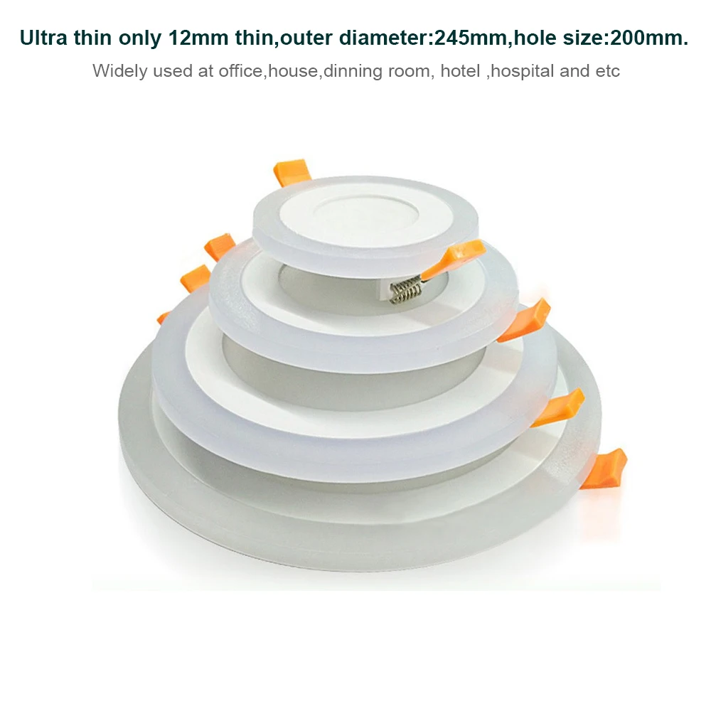 Ultra Slim 6W 9W 16W 24W Round Concealed Dual Color LED Panel Lamp Cool White + Blue/Red/Pink/Green Ceiling Lights Downlight 2x4 led surface mount light