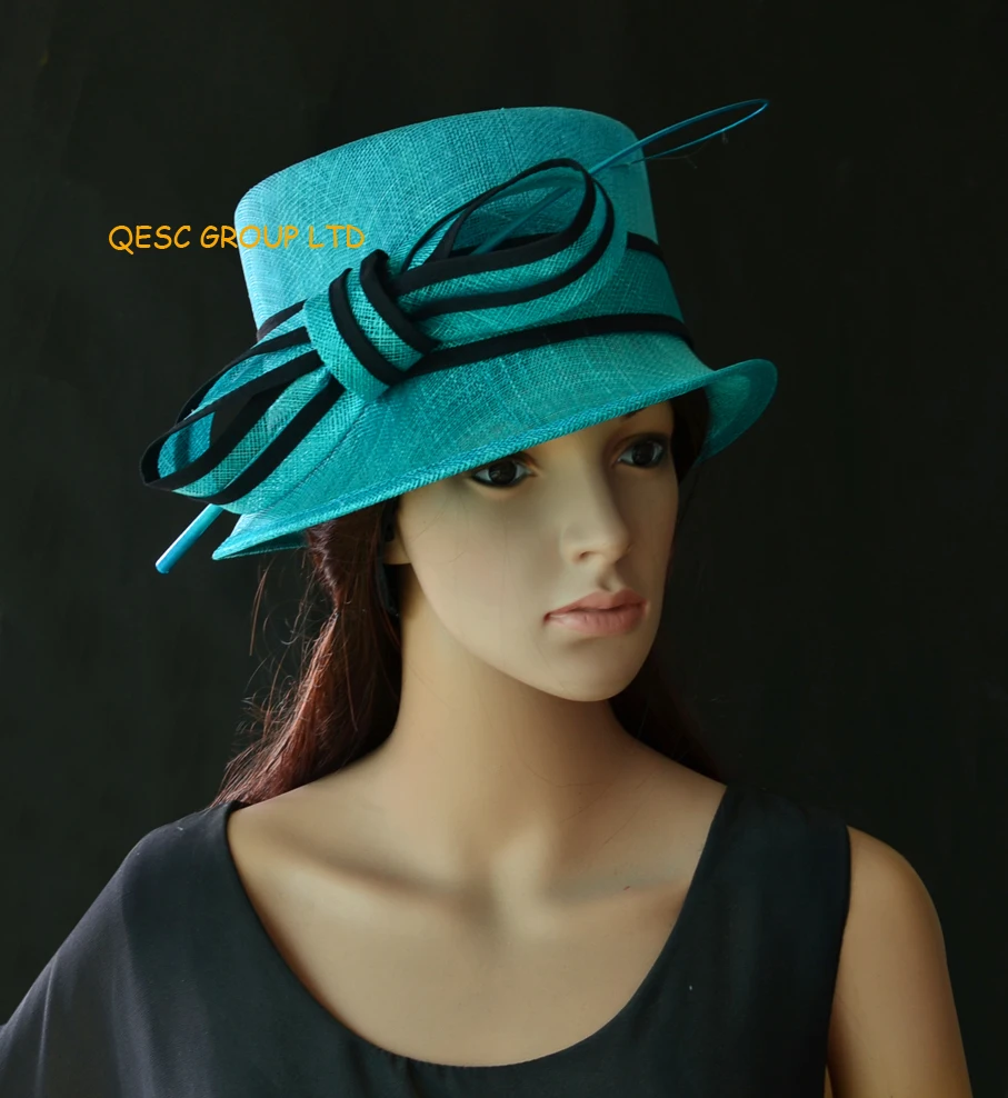 teal coloured wedding hats