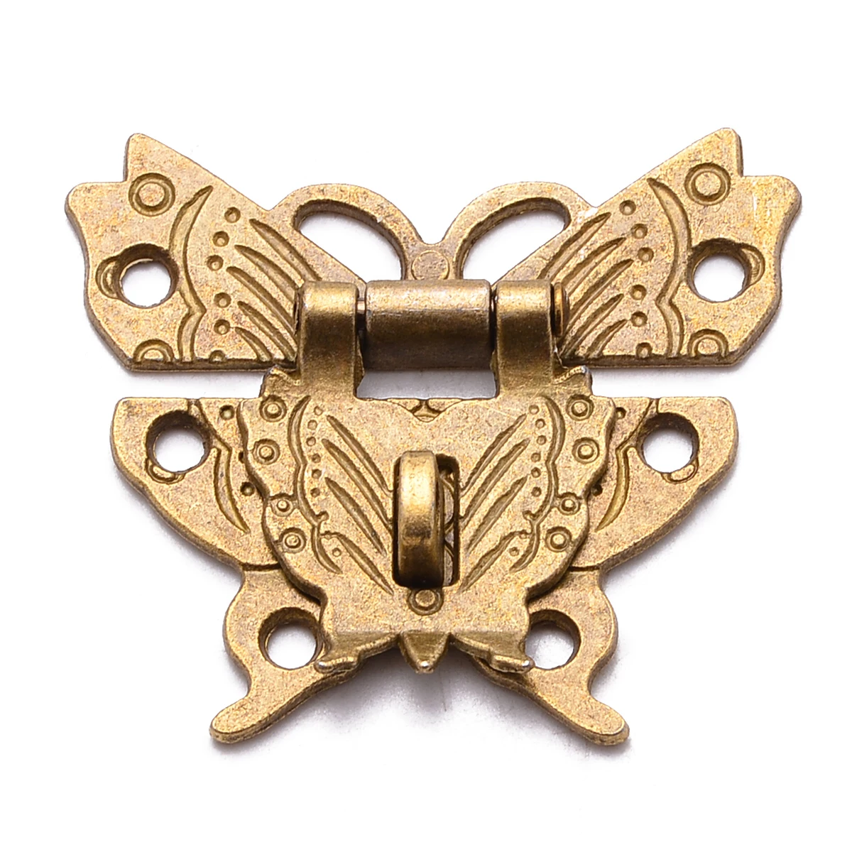 Retro Chic Butterfly Latch Catch Lock Vintage Alloy Wooden Jewelry Box Case Hasp Lock For Box Bag Surface Decor