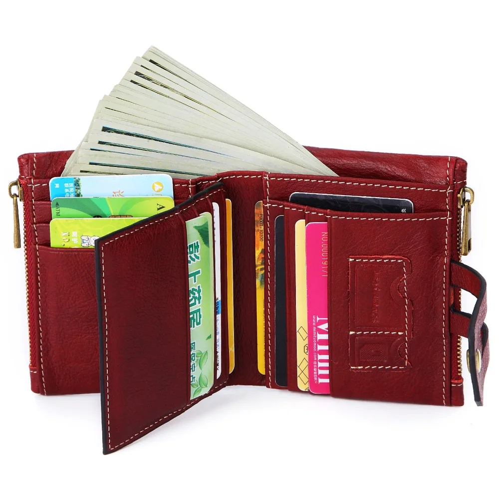 Pаспродажа Muurdde, Женский кошелек из натуральной кожи, женские короткие кошельки, двойная молния, кошелек для монет, маленький ID держатель для карт, сумк...