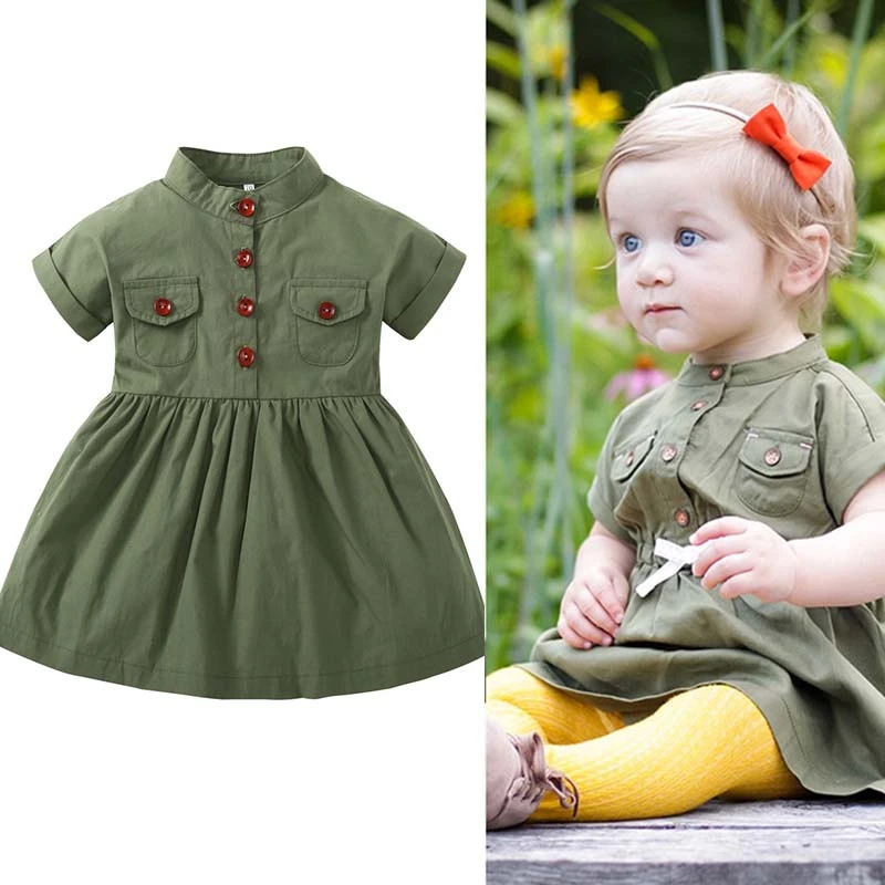 Girls army green dress Clearance