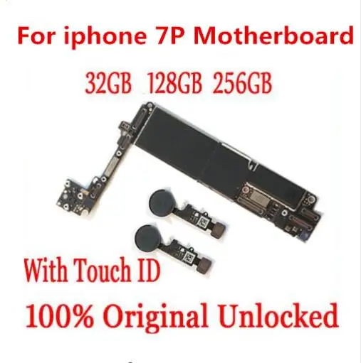 

Original unlocked for iphone 7 plus Motherboard With Touch ID/ Without Touch ID,for iphone 7P Mainboard With Chips Logic board