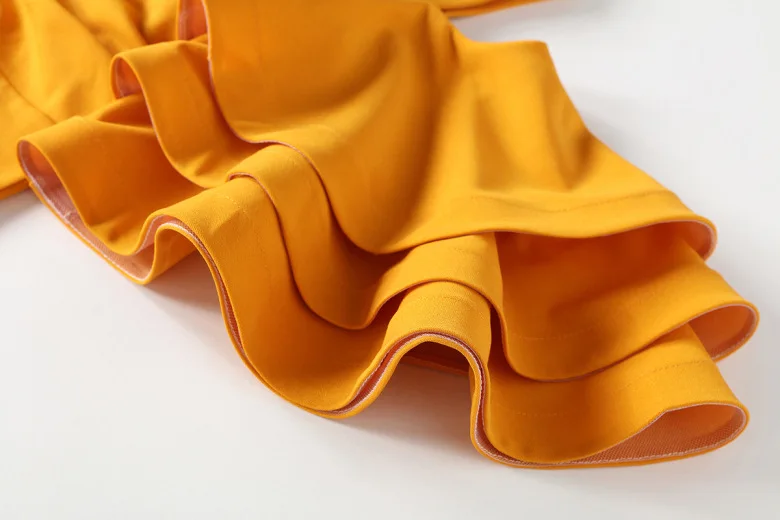 FOLOBE/Новое Женское летнее платье vestidos Verano, вечерние платья знаменитостей, Желтые красные оборки, короткий рукав-бабочка, миди платье