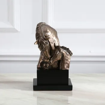 

European Classical Resin Animal Horse Study Bookcase Decor Home Living Room Decorsculpture Transfer Good Luck Gift M1455