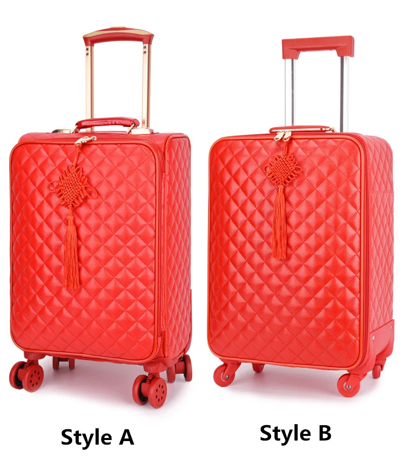 Женский 2" 24" дюймовый Дорожный чемодан на колёсиках, чехол, сумка в комплекте, красная водонепроницаемая сумка из искусственной кожи с колесом, чехол на колесиках