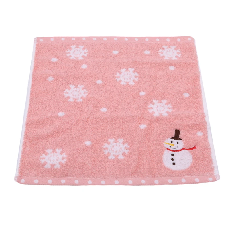 Baby Face Towels Cute Cartoon Snowman Snowflake Pattern Polyester Cotton Towel Newborn Stuff Bath Shower Face Square Scarf