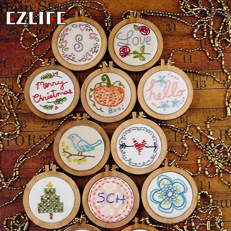 

Mini Wooden Cross Stitch Hoop Ring Embroidery Circle Sewing Kit Frame Craft Tools Wood Frame Embroidery Hoop DIY Sewing Tools