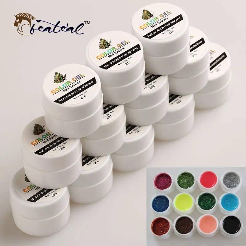 

Beateal12Pcs UV Gel Set Shimmer Colorful 5ml Pure Painting UV Gel Kit Long Lasting Hyprid Glitter Draw Gel Varnish Nail Art Set