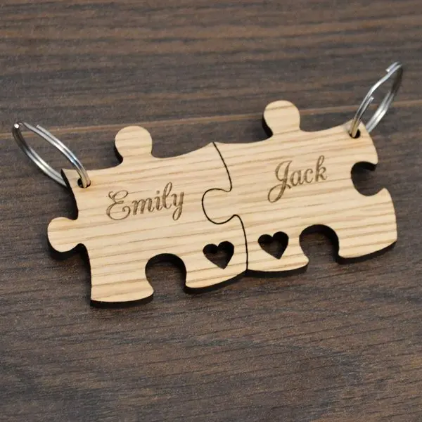 

Personalised Jigsaw Keyring Set Birthday Valentines Day Anniversary Gift Present