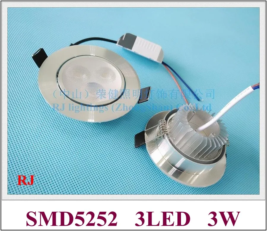 

RONGJIAN(RJ) Down LED lamp SMD 5252 3W 3LED AC85V-265V input indoor recessed LED down light 3W aluminum for US Asia and Russia