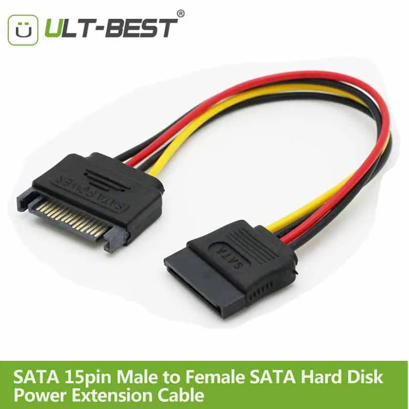 ULT Best SATA 15pin мужчин и женщин SATA жесткий диск Мощность Расширение Extender Кабо шнур для HDD SSD Кабели электропитания 20 см