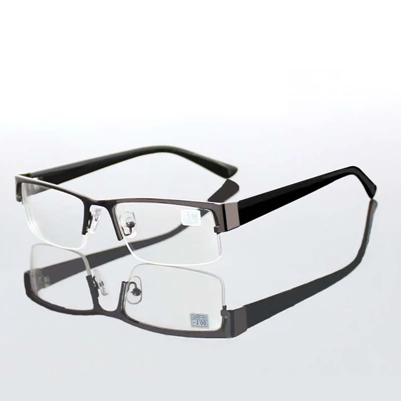 Metal Stainless Myopia Glasses Computer Men Eyeglasses Half Frame Spectacles Anti Blue Ray Eyeglass-1.0-1.5-2.0 to-5.0-6.0 anti blue ray eyeglasses