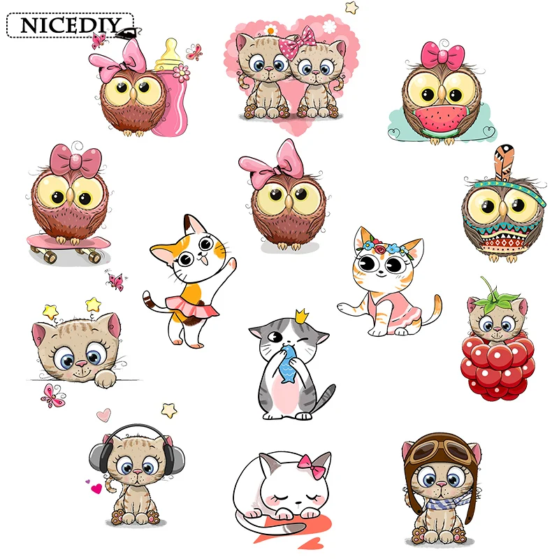 Nicediy прекрасный кот Форма патчи Сова теплопередачи железа на патч наклейки для